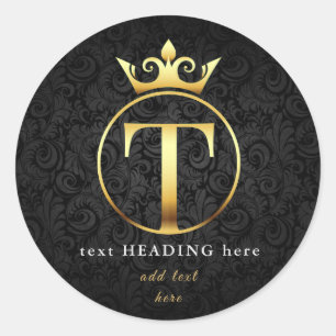 T - Letter Monogram Round Sticker