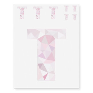 T - Low Poly Triangles - Neutral Pink Purple Gray Temporary Tattoos