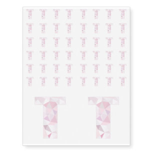 T - Low Poly Triangles - Neutral Pink Purple Gray Temporary Tattoos
