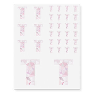 T - Low Poly Triangles - Neutral Pink Purple Gray Temporary Tattoos
