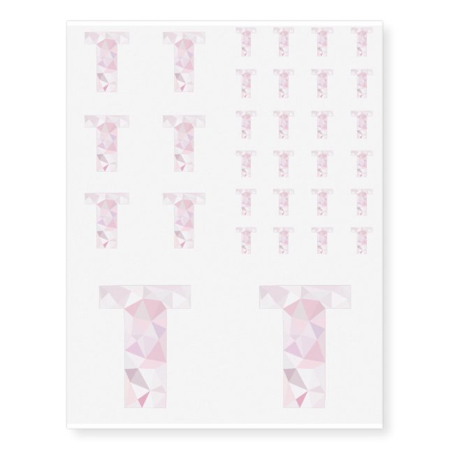 T - Low Poly Triangles - Neutral Pink Purple Gray Temporary Tattoos (Front)