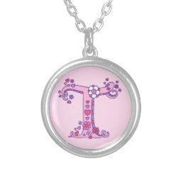 T monogram decorative letter necklace