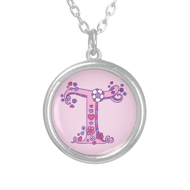 T monogram decorative letter necklace (Front)