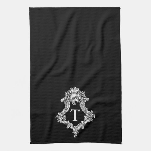 T Monogram Initial Kitchen Towel (Vertical)