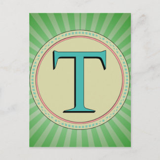 T MONOGRAM LETTER POSTCARD