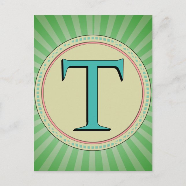 T MONOGRAM LETTER POSTCARD (Front)