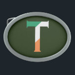 T Monogram overlaid on Irish Flag bbt Belt Buckle<br><div class="desc">T Monogram overlaid on Irish Flag Belt Buckle

Design © Trinkets and Things 2017 - AHP Design. All Rights Reserved.</div>