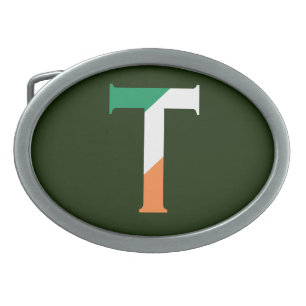 T Monogram overlaid on Irish Flag bbt Belt Buckle
