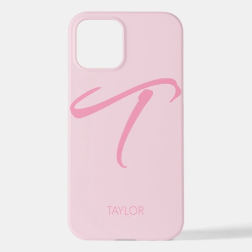 T Monogram Personalized Pink iPhone Case