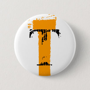 T monogram pinback button