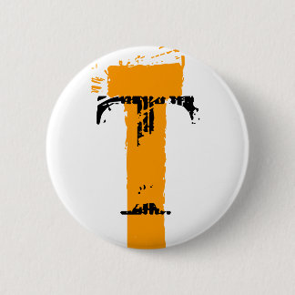 T monogram pinback button