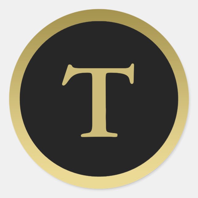 T :: Monogram T Elegant Gold and Black Sticker (Front)