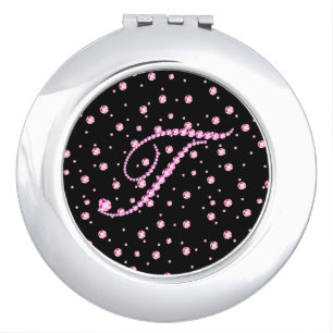 T Monogram With Pink Diamond Studs Print Vanity Mirror