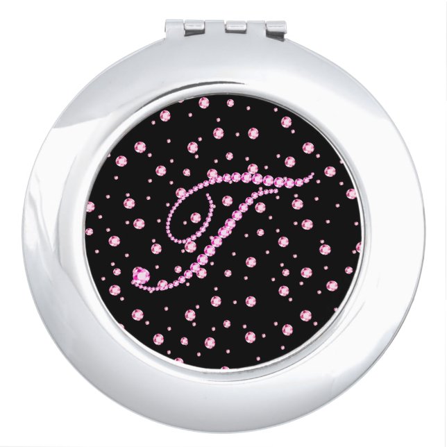 T Monogram With Pink Diamond Studs Print Vanity Mirror (Front)