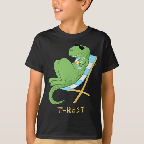 T_Rest T_Rex Cute Relax Holiday Beach Dinosaur Din T_Shirt