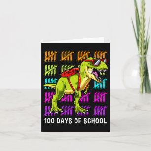 T Rex 100 Days Of School Dinosaur T Rex Kids Boys Card