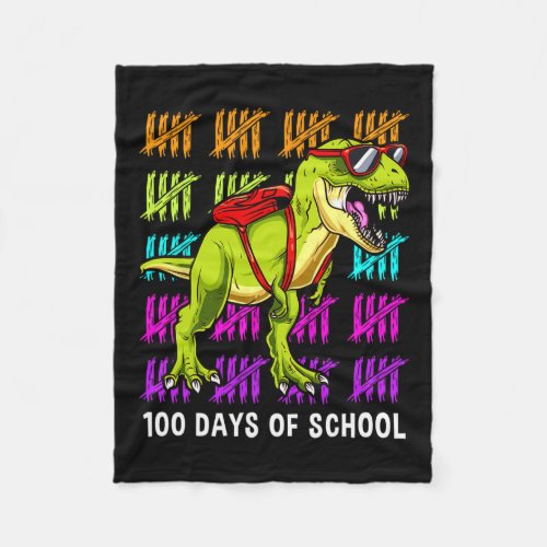 T Rex 100 Days Of School Dinosaur T Rex Kids Boys  Fleece Blanket