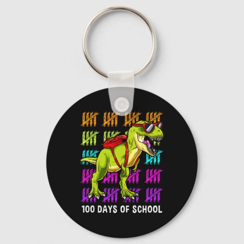 T Rex 100 Days Of School Dinosaur T Rex Kids Boys  Keychain