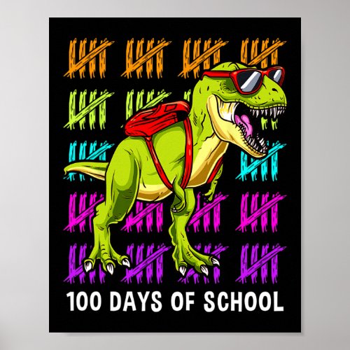 T Rex 100 Days Of School Dinosaur T Rex Kids Boys  Poster