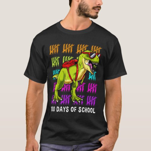 T Rex 100 Days Of School Dinosaur T Rex Kids Boys  T_Shirt