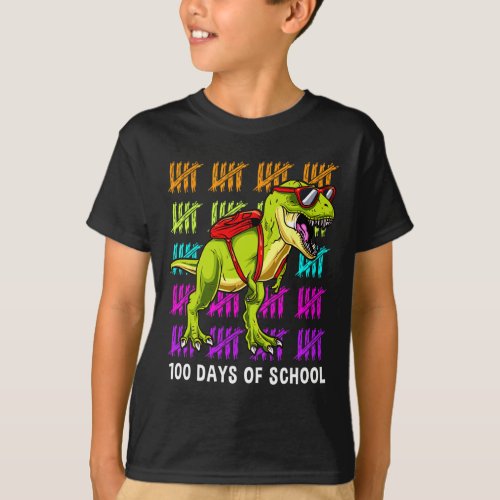 T Rex 100 Days Of School Dinosaur T Rex Kids Boys  T_Shirt