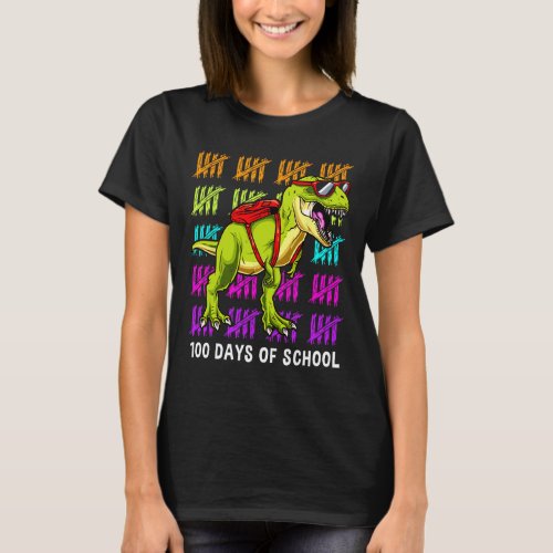 T Rex 100 Days Of School Dinosaur T Rex Kids Boys  T_Shirt