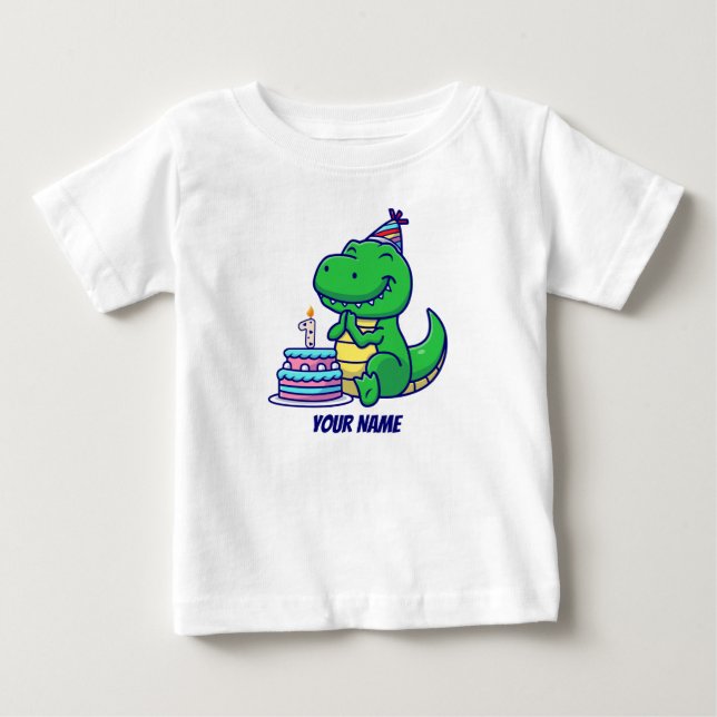 T-Rex 1st Birthday Baby T-Shirt (Front)