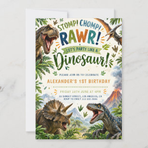T-Rex 1st Birthday Invitation   Dinosaur Adventure