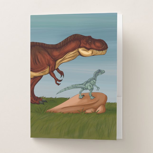 T-Rex and Velociraptor Pocket Folder (Front)