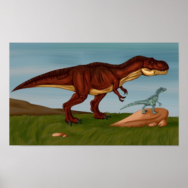 T-Rex and Velociraptor Poster (Front)
