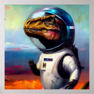 T Rex Astronaut Poster