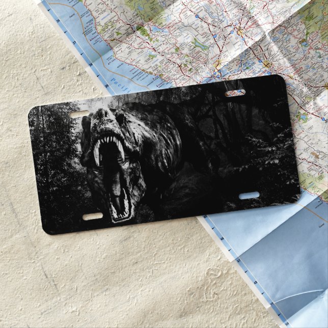 T-rex attack license plate (In Situ)