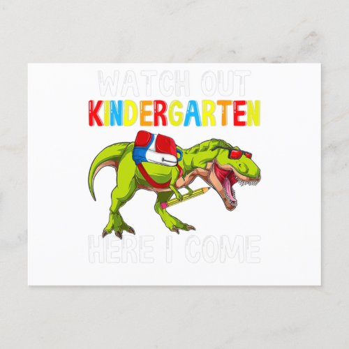 T Rex Back To School Kids Watch Out Kindergarten H Postcard