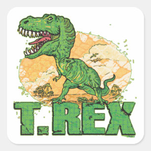 T Rex Big Dot Square Sticker