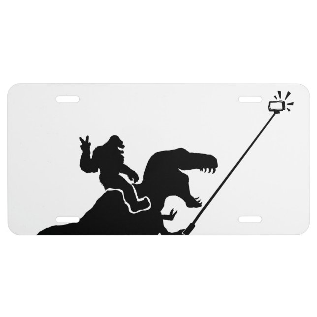 T-rex & bigfoot selfie license plate (Front)