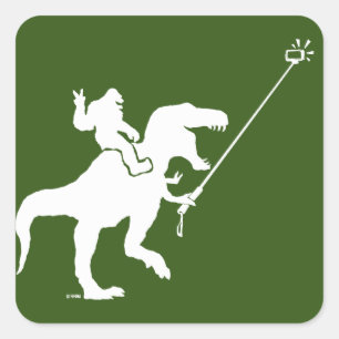 T-rex & bigfoot selfie square sticker
