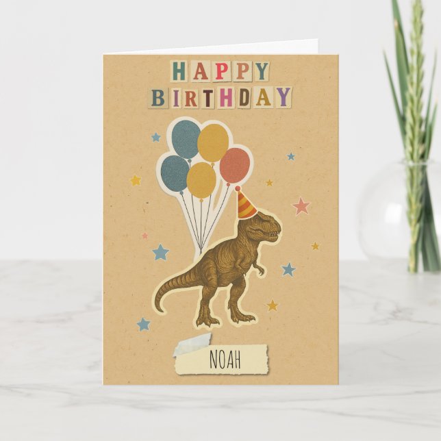 T-Rex Birthday Card – Personalized Name (Front)