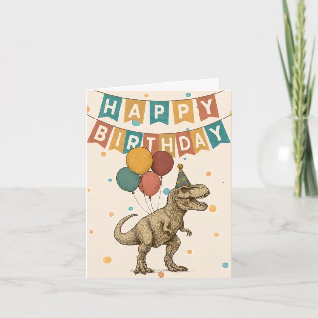 T-Rex Birthday Card – Roaring Dinosaur (Front)