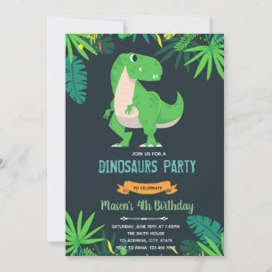 T rex birthday theme invitation