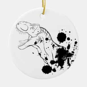 T-Rex (Black and White) Ceramic Ornament