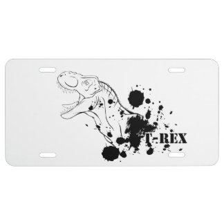 T-Rex (Black and White) License Plate