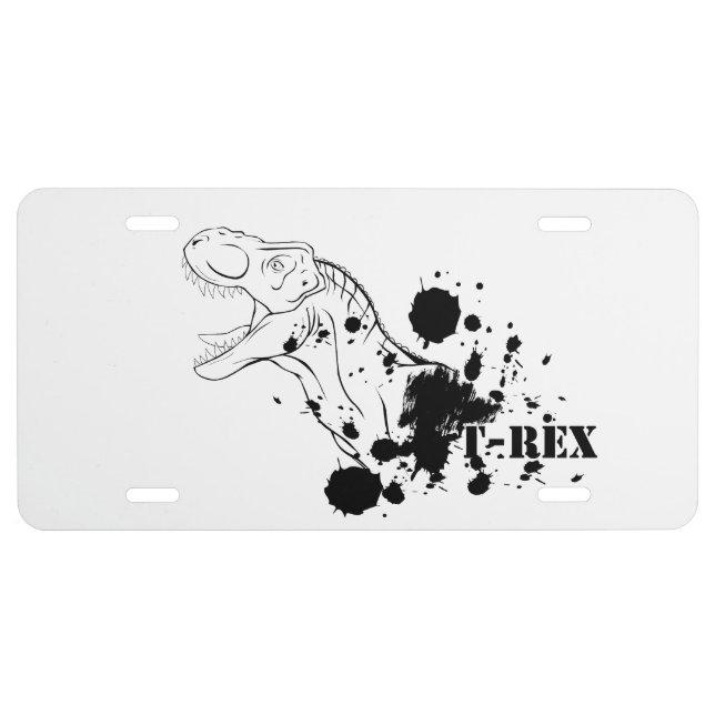 T-Rex (Black and White) License Plate (Front)