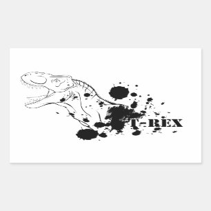 T-Rex (Black and White) Rectangular Sticker