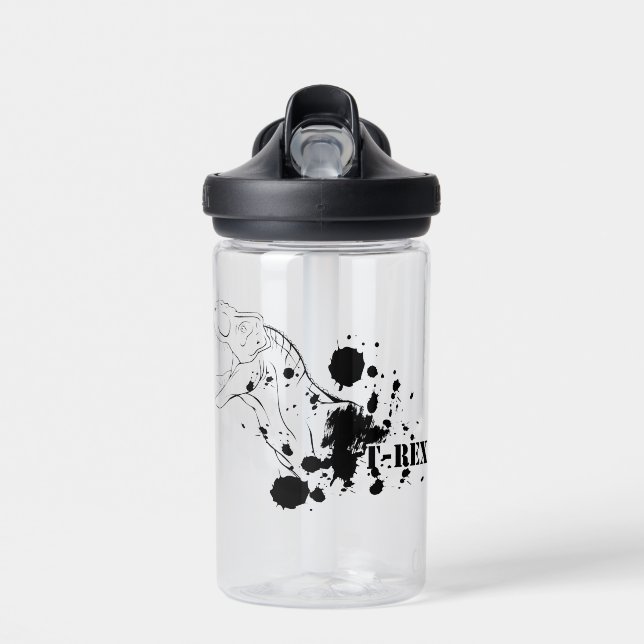 T-Rex (Black and White) Water Bottle (Front)