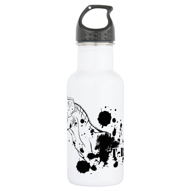 T-Rex (Black and White) Water Bottle (Front)