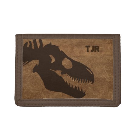 T-rex Bones Personalized Tri-fold Wallet