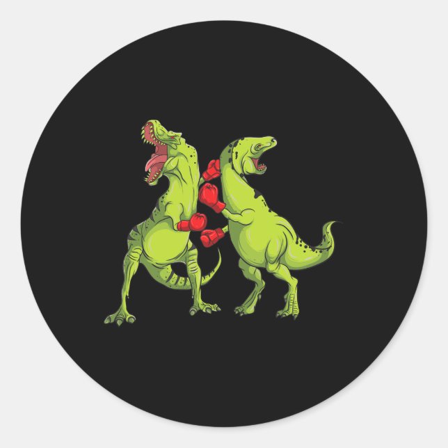 T-rex Boxing  Classic Round Sticker (Front)