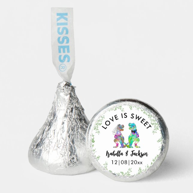 T-Rex Bride and Groom Custom Dinosaur Wedding Hershey®'s Kisses® (Front)