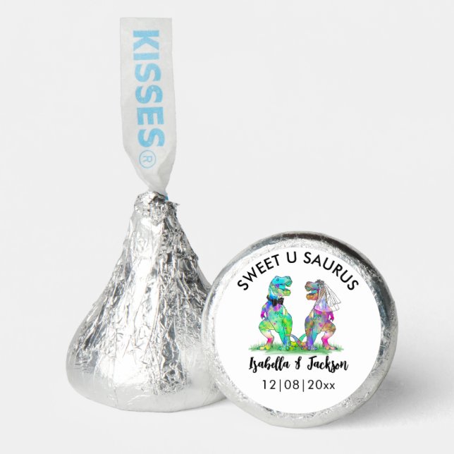 T-Rex Bride and Groom Dinosaur Wedding Custom Hershey®'s Kisses® (Front)
