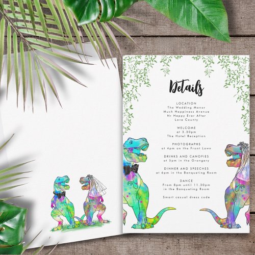 T_Rex Bride and Groom Dinosaur Wedding Details Enclosure Card